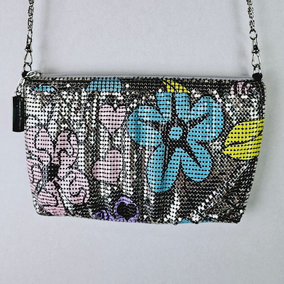 Whiting and Davis Floral Heart Design Reflecting Metal Mesh Convertible Bag NWOT - Picture 2 of 8